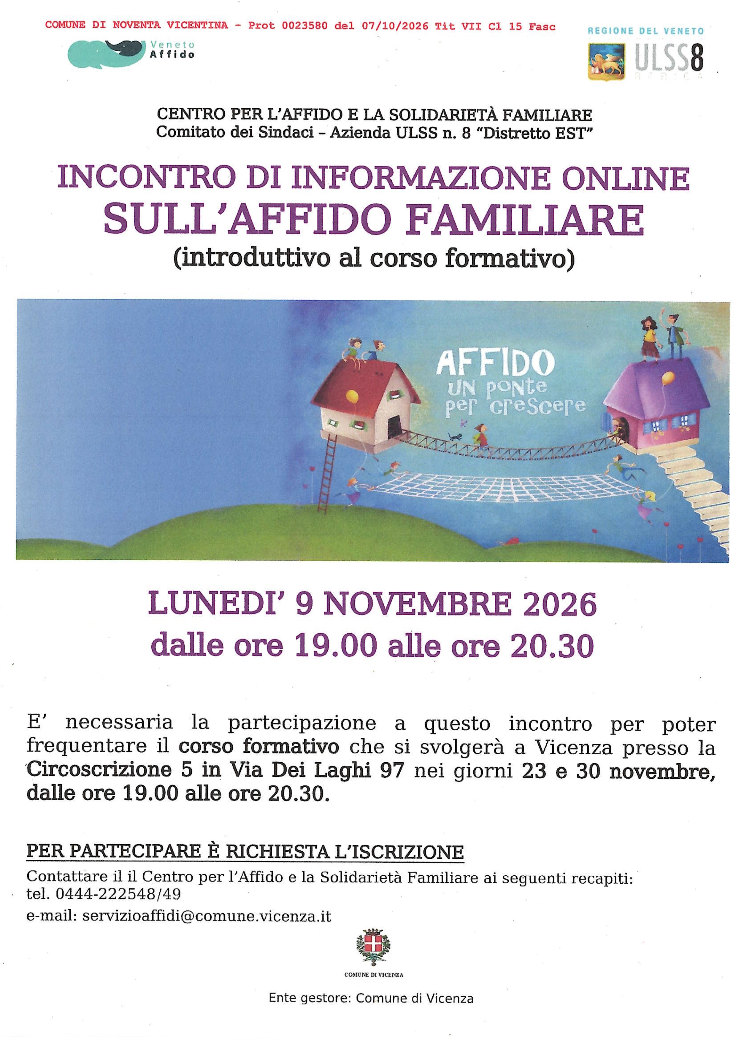 Incontro di informazione online sull'affido familiare (introduttivo al corso formativo)