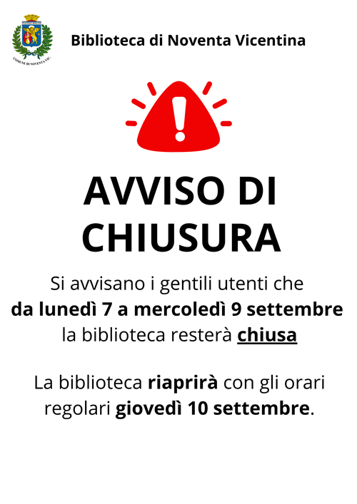 Avviso chiusura biblioteca