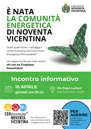 Incontro informativo Comunità Energetica Rinnovabile di Noventa Vicentina