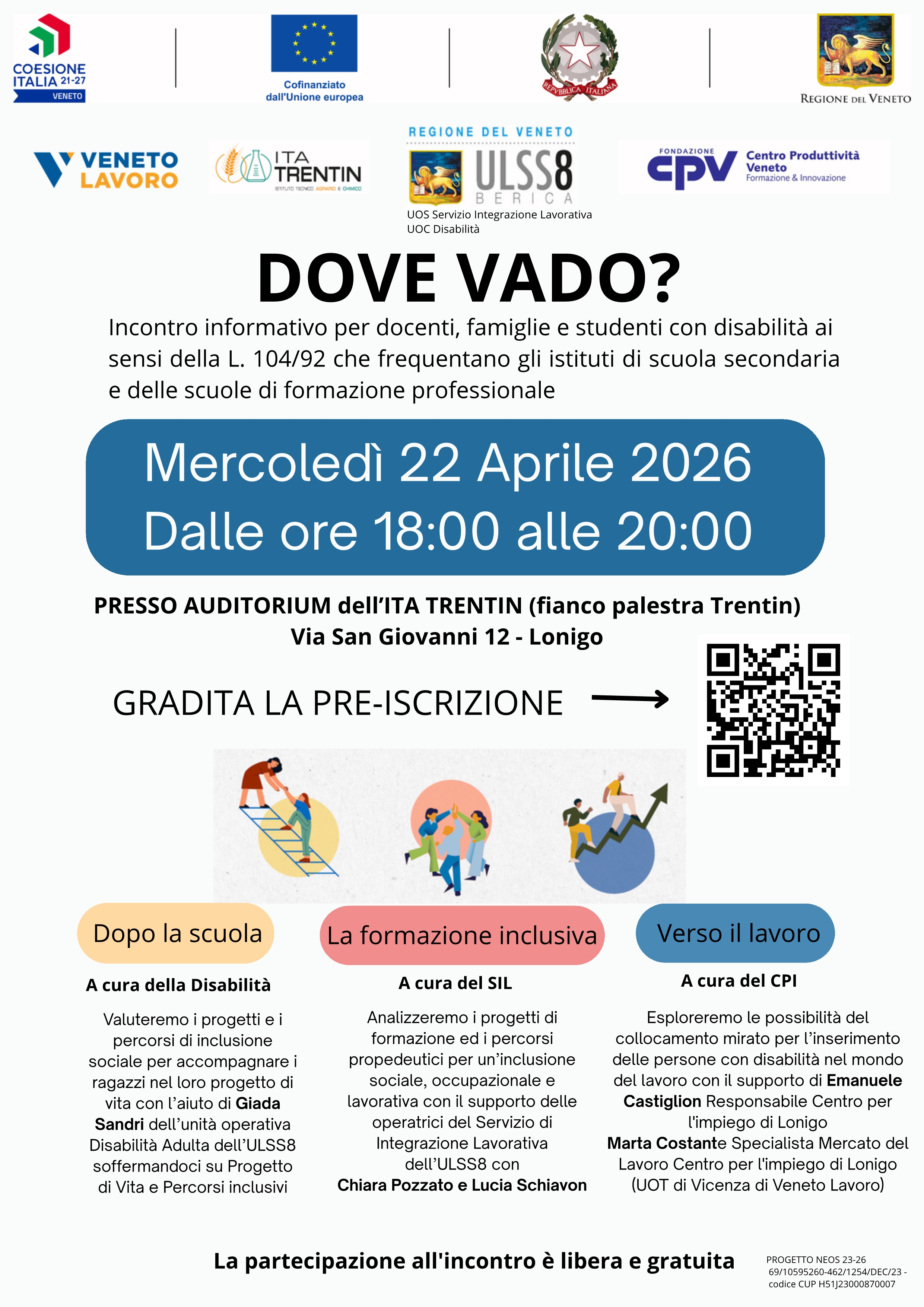 Dove vado? Incontro informativo per docenti, famiglie e studenti con disabilità ai sensi della legge 104/92
