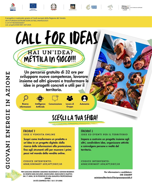 Call for ideas - Hai un idea? Mettila in gioco!
